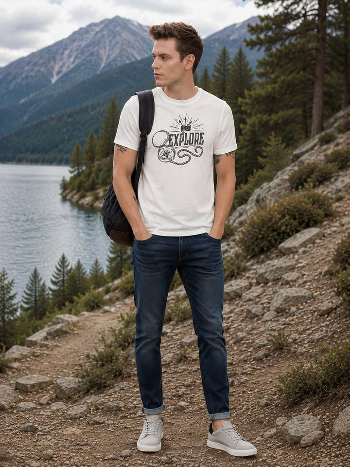 Explore White Classic Fit T-Shirt Graphic T-Shirts Bushirt