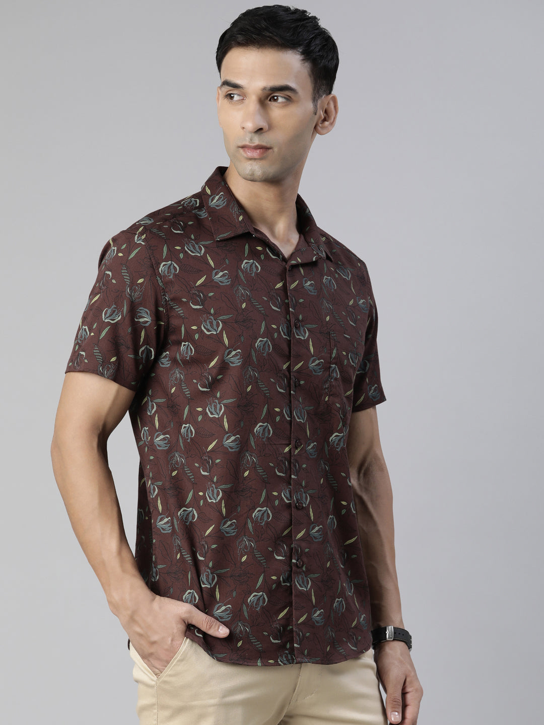 Maroon Printed Half Sleeves Shirt Printed Shirt Bushirt   