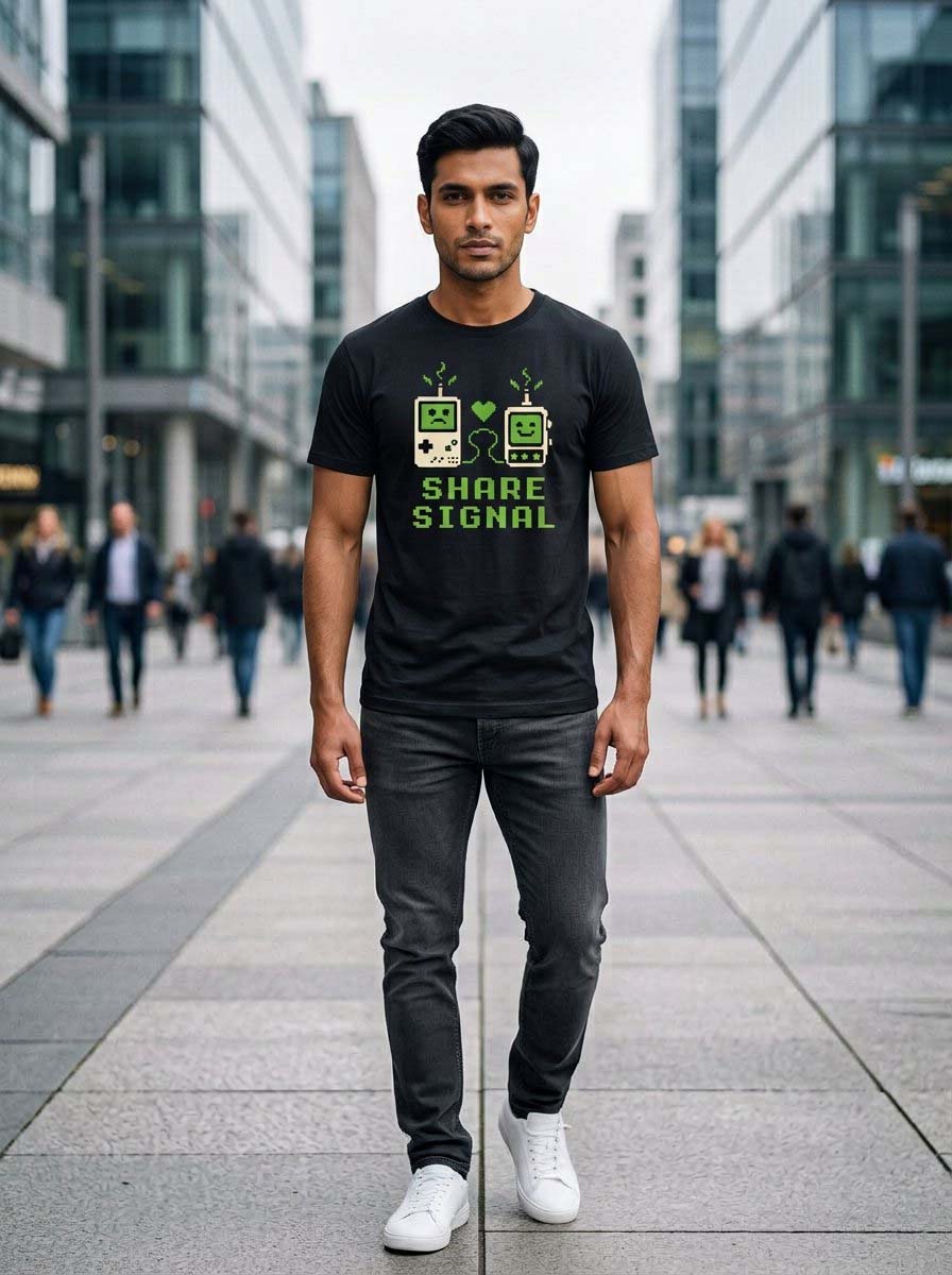 Share Signal Black Classic Fit T-Shirt