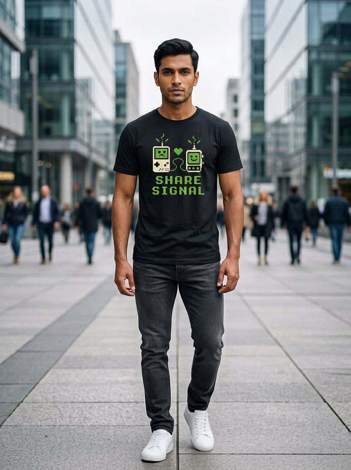 Share Signal Black Classic Fit T-Shirt