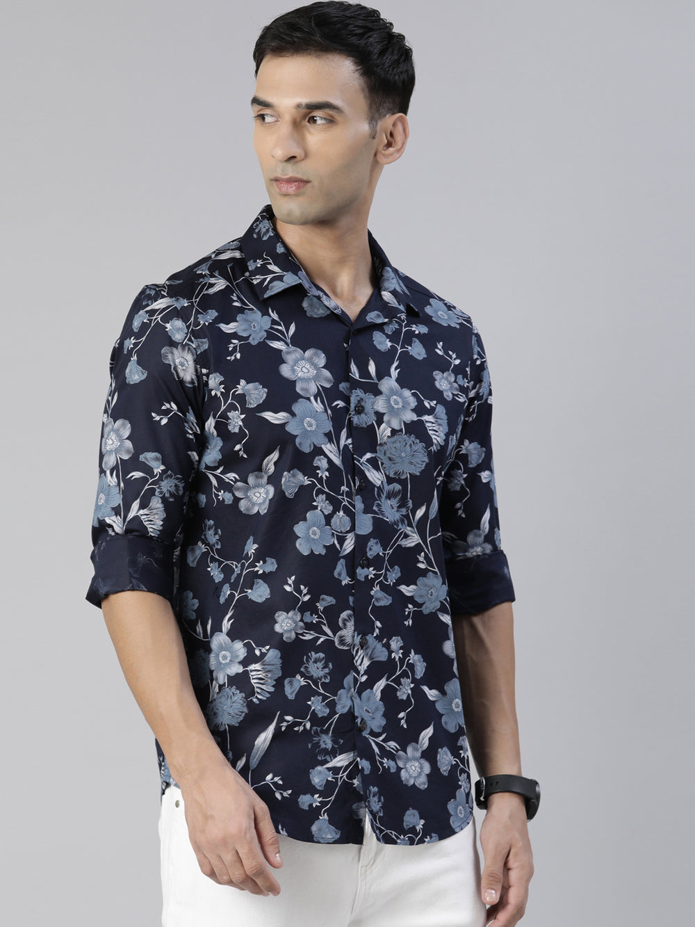 Magnolia Navy Blue Printed Shirt Printed Shirt Bushirt   