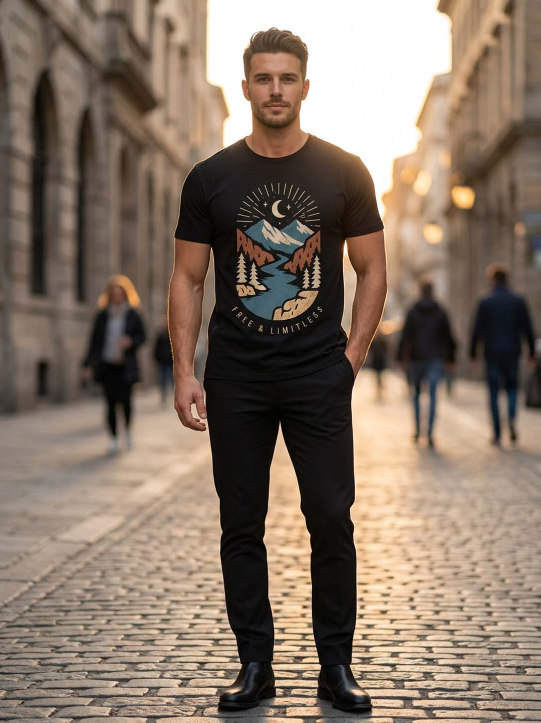 Free and Limitless Black Classic Fit T-Shirt