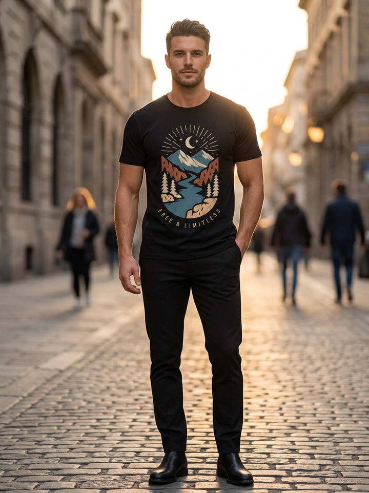 Free and Limitless Black Classic Fit T-Shirt