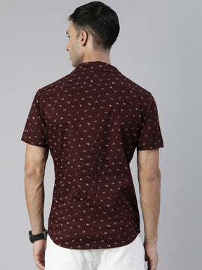 Maroon Printed Half Sleeves Shirt Printed Shirt Bushirt   