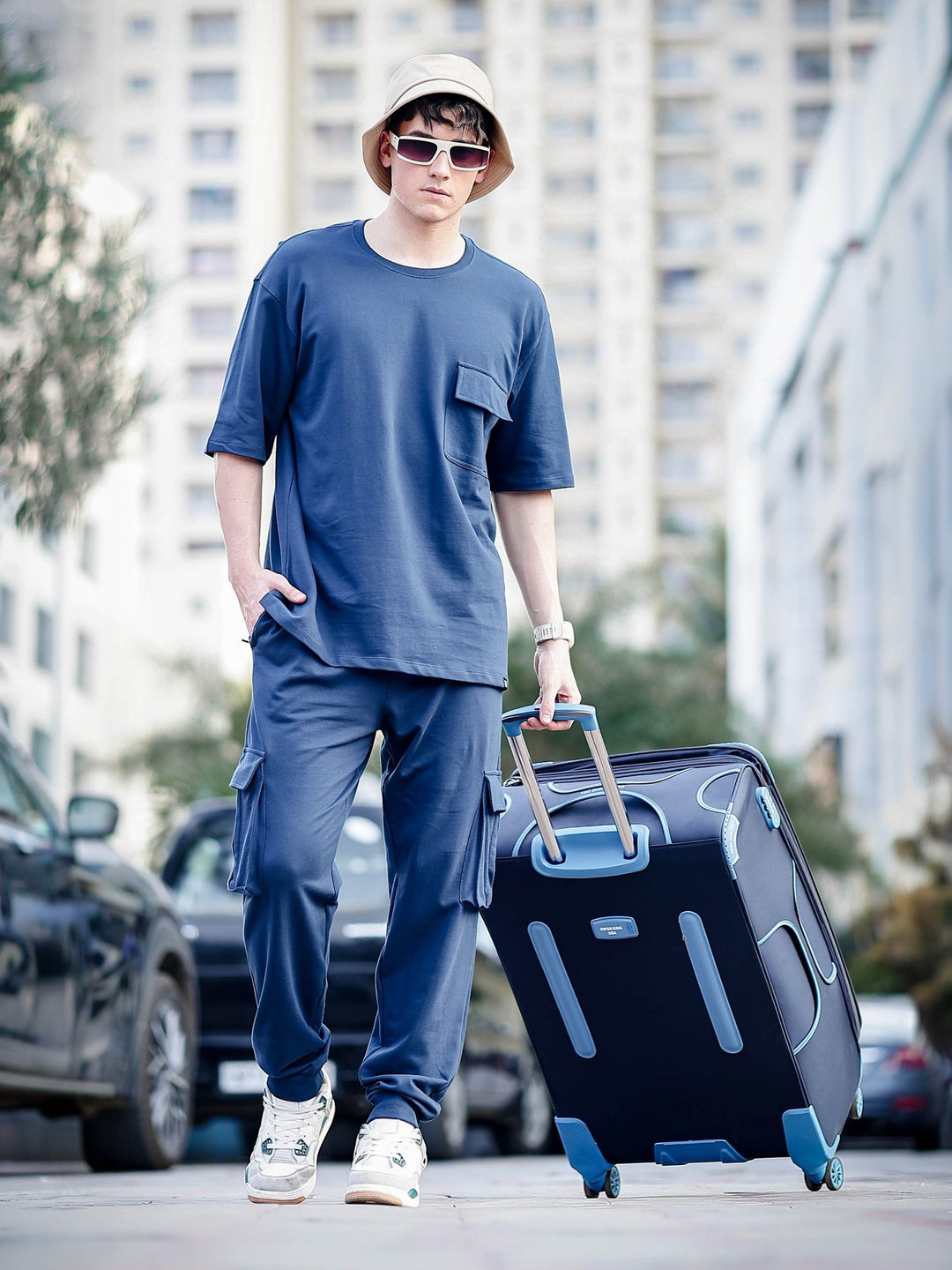 Navy Blue Oversize Co-Ords Oversize Co-ords Bushirt