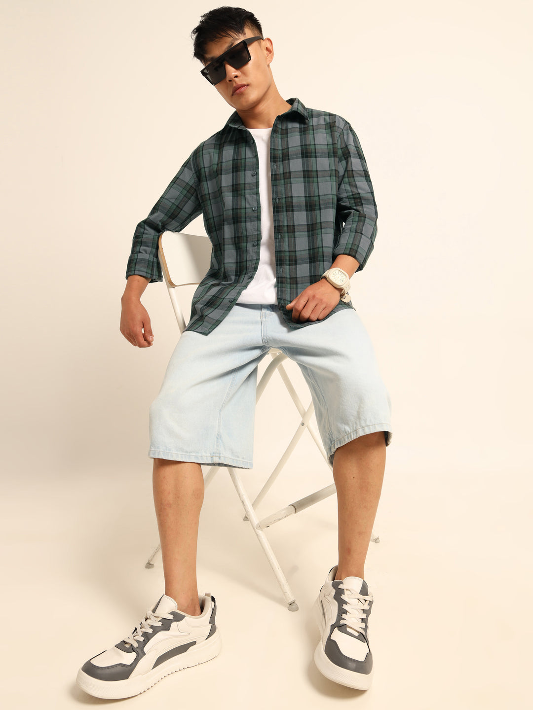 Spruce Blue Regular Fit Check Shirt Checks Shirt Bushirt