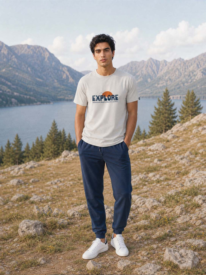 Explore Pastel Grey Classic Fit T-Shirt Graphic T-Shirts Bushirt