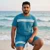 Bliss Teal Blue Plus Size Cotton Co-Ords Plus Size Co-Ords Bushirt