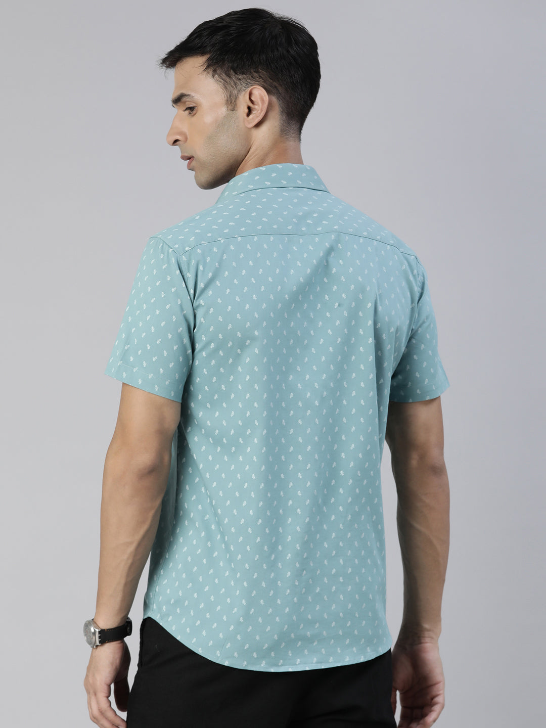 Turquoise Printed Half Sleeves Shirt Printed Shirt Bushirt   