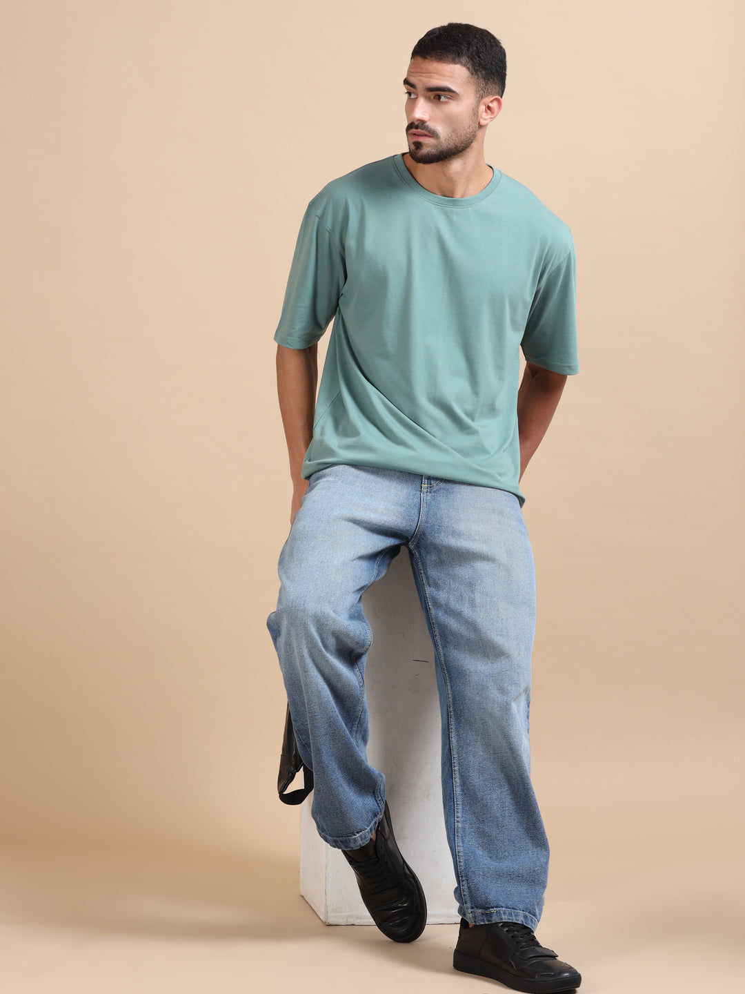 Emerald Oversize Solid T-Sirt Oversize T-Shirt Bushirt