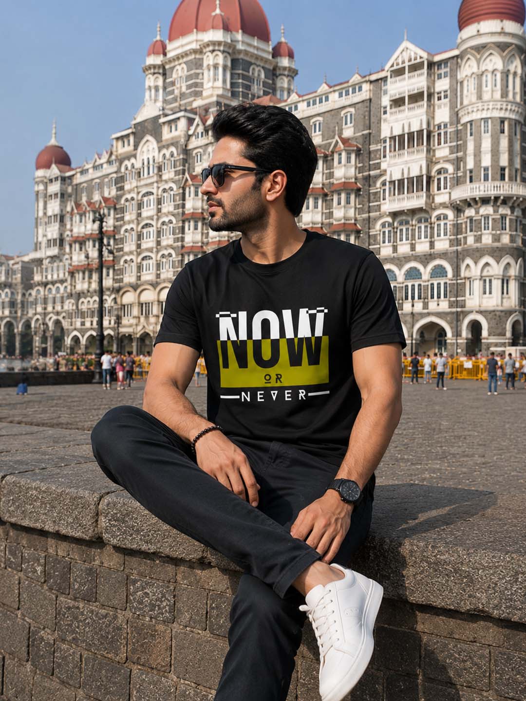 Now Or Never Black Classic Fit T-Shirt Graphic T-Shirts Bushirt