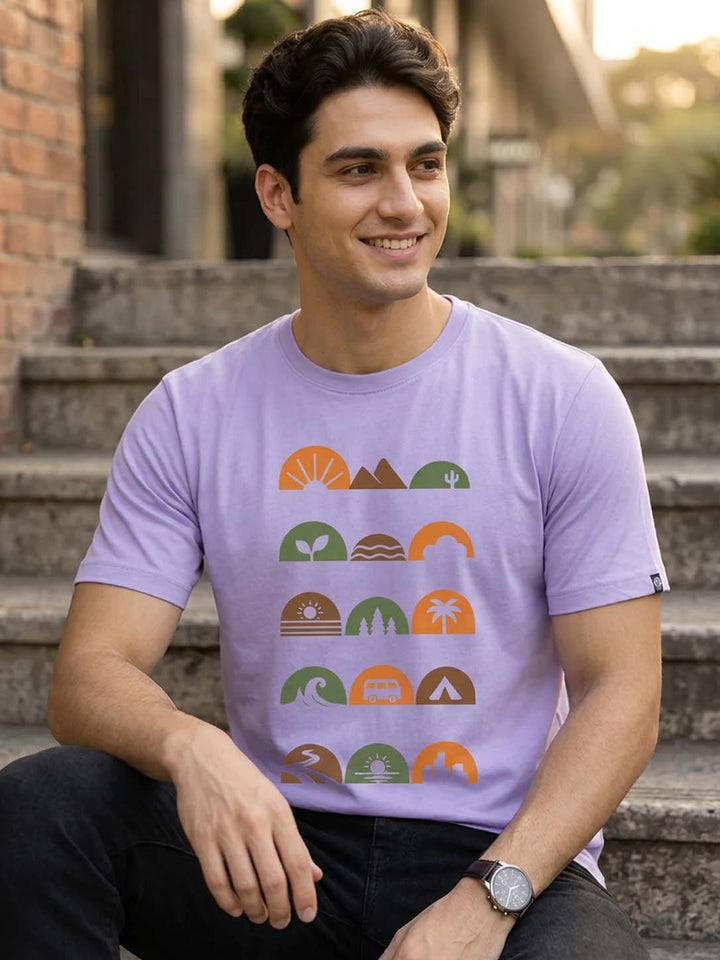 Travel Icons Lilac Classic Fit T-Shirt