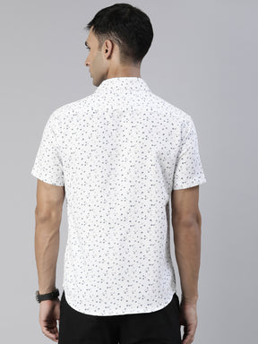 White Printed Half Sleeves Shirt Printed Shirt Bushirt   