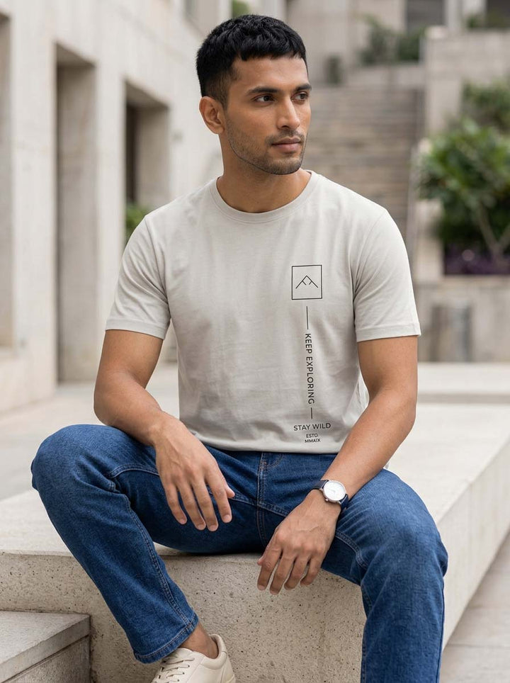 Keep exploring Pastel Grey Classic Fit T-Shirt