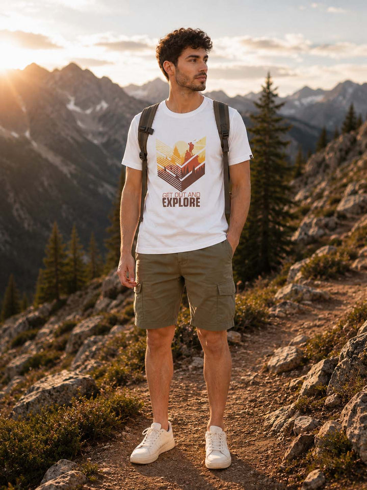 Get Out &amp; Explore White Graphic T-Shirts Bushirt
