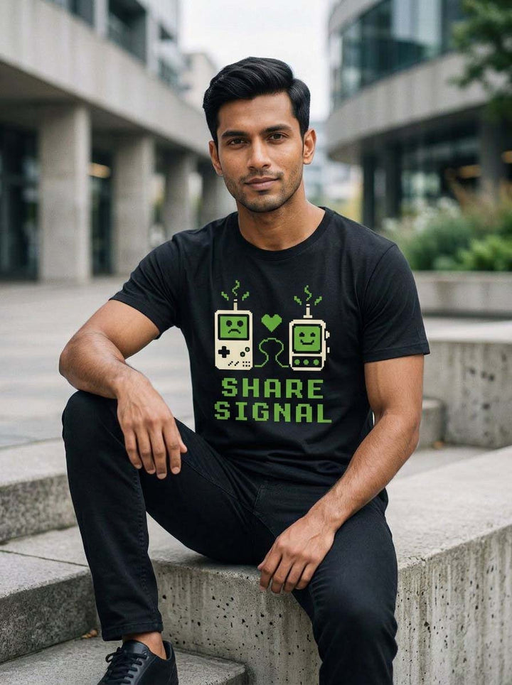 Share Signal Black Classic Fit T-Shirt