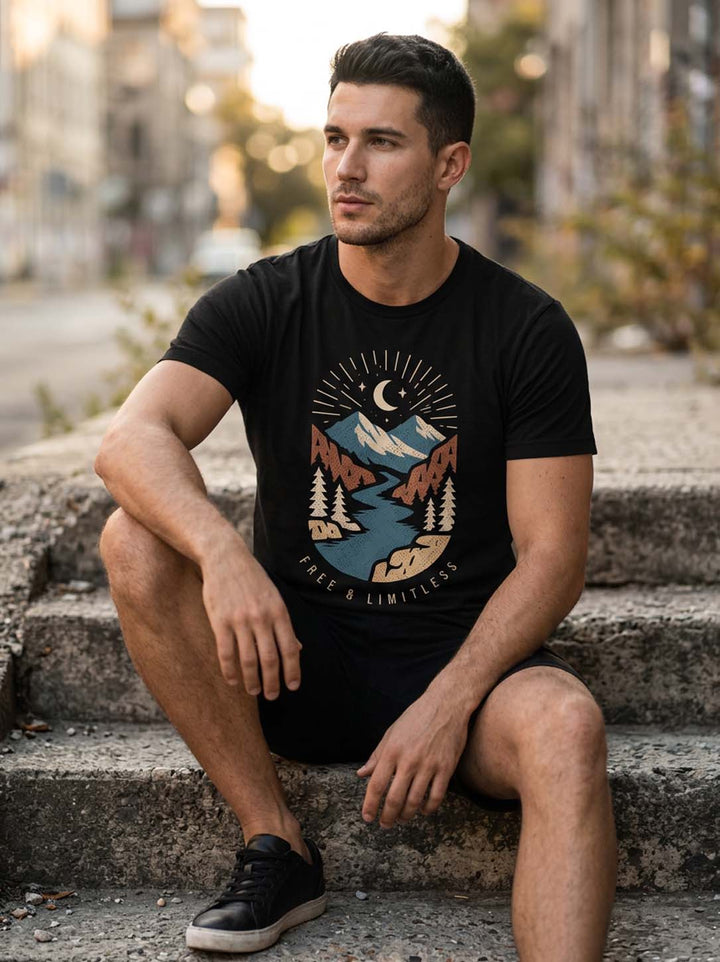 Free and Limitless Black Classic Fit T-Shirt