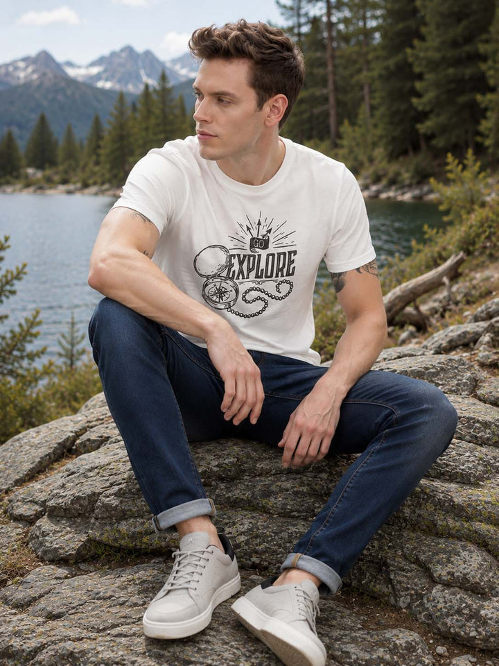 Explore White Classic Fit T-Shirt Graphic T-Shirts Bushirt