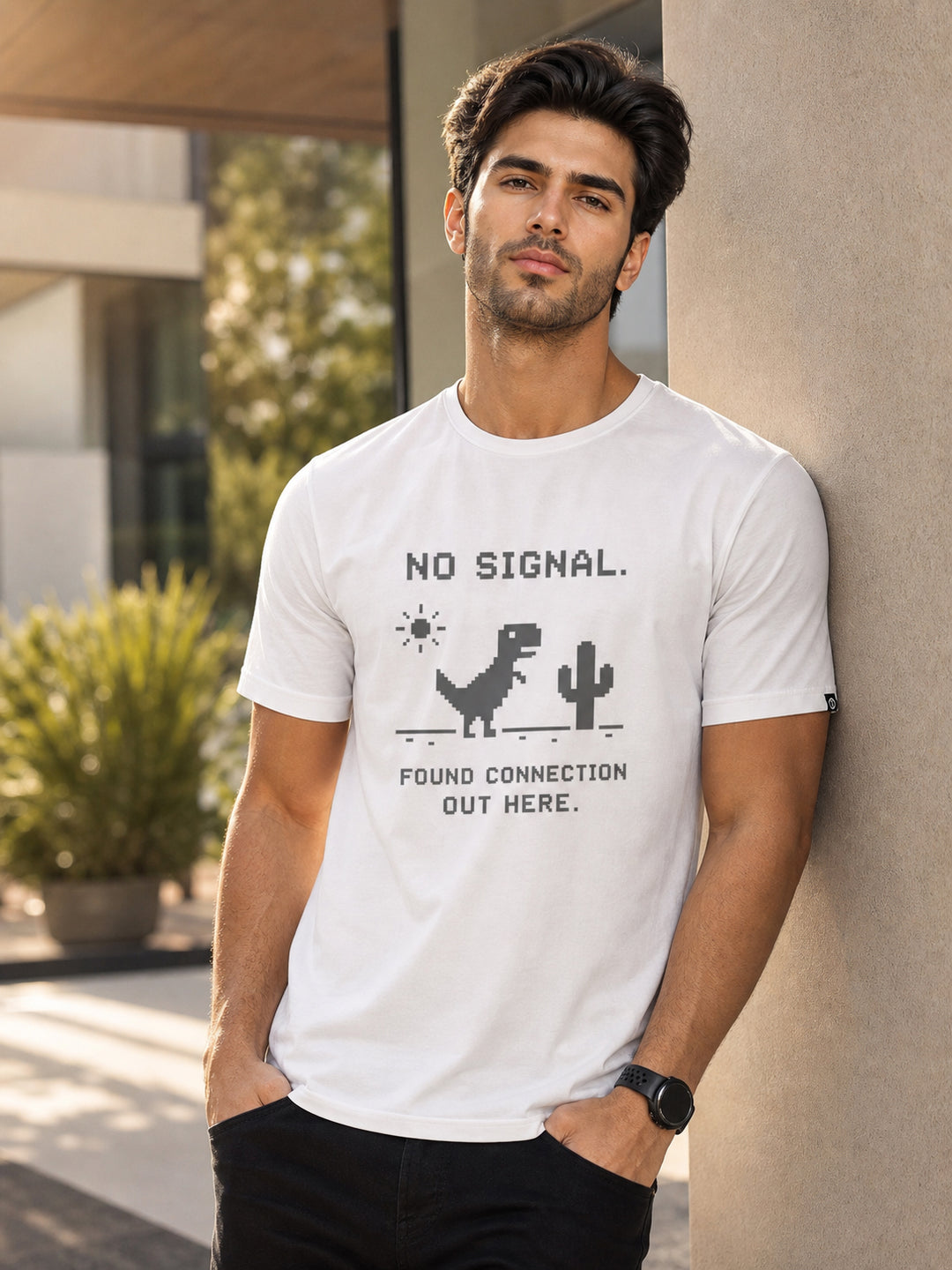 No Signal White Classic Fit T-Shirt Graphic T-Shirts Bushirt