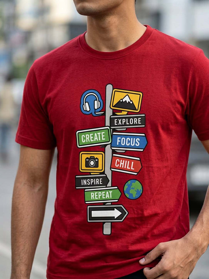 Streetboard Maroon Classic Fit T-Shirt