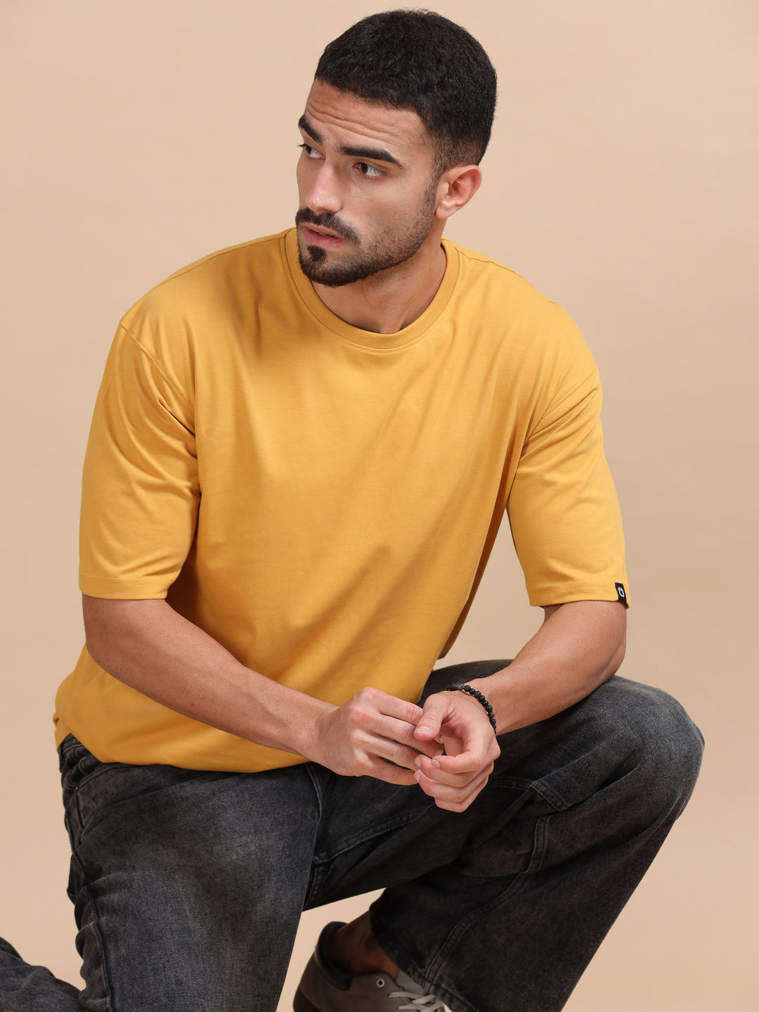 Mustard Oversize Solid T-Shirt Oversize T-Shirt Bushirt