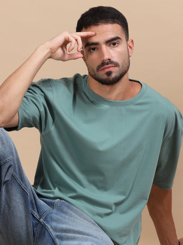 Emerald Oversize Solid T-Sirt Oversize T-Shirt Bushirt