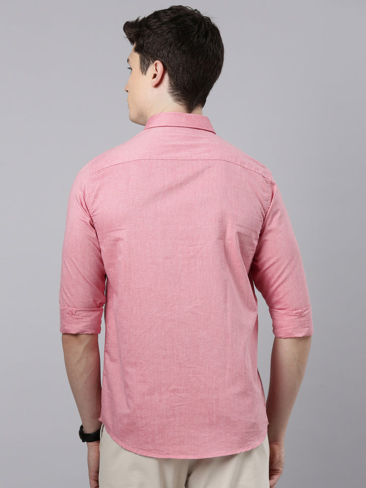 New York Pink Button down Solid Shirt Solid Shirt Bushirt   