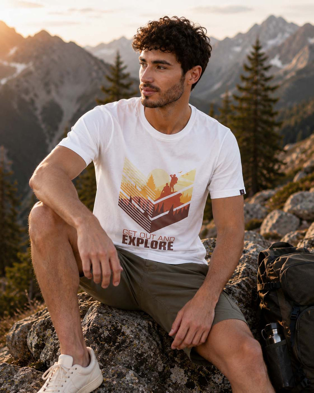 Get Out &amp; Explore White Graphic T-Shirts Bushirt