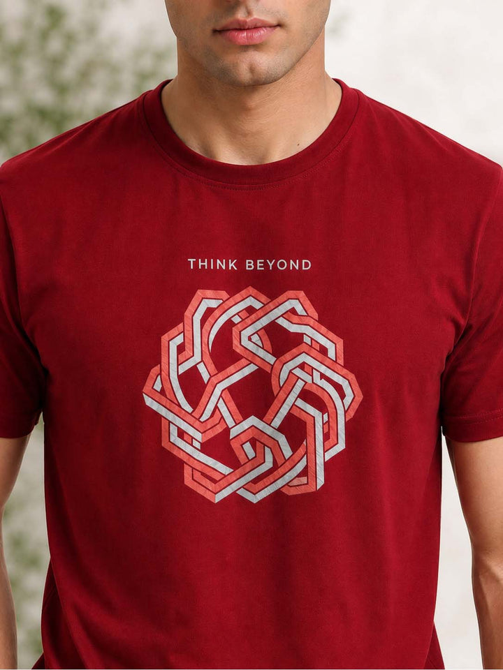 Think Beyond Maroon Classic Fit T-Shirt Graphic T-Shirts Bushirt