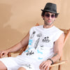 White Printed Oversized Sleeveless Co-Ords Oversize Co-ords Bushirt