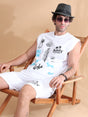 White Printed Sleeveless Oversize Co-Ords