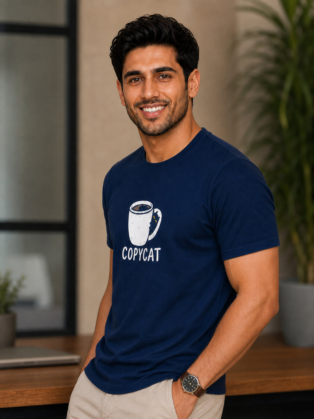 Copycat Navy Blue Classic Fit T-Shirt Graphic T-Shirts Bushirt
