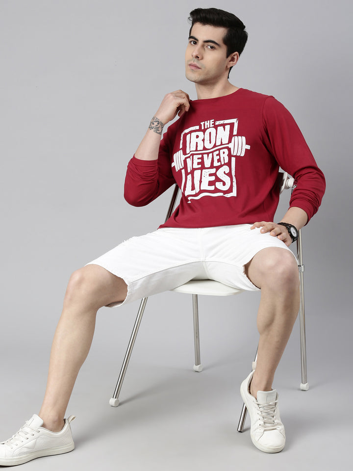 The Iron Never Lie Maroon Full Sleeves T-Shrit Full Sleeves Bushirt   