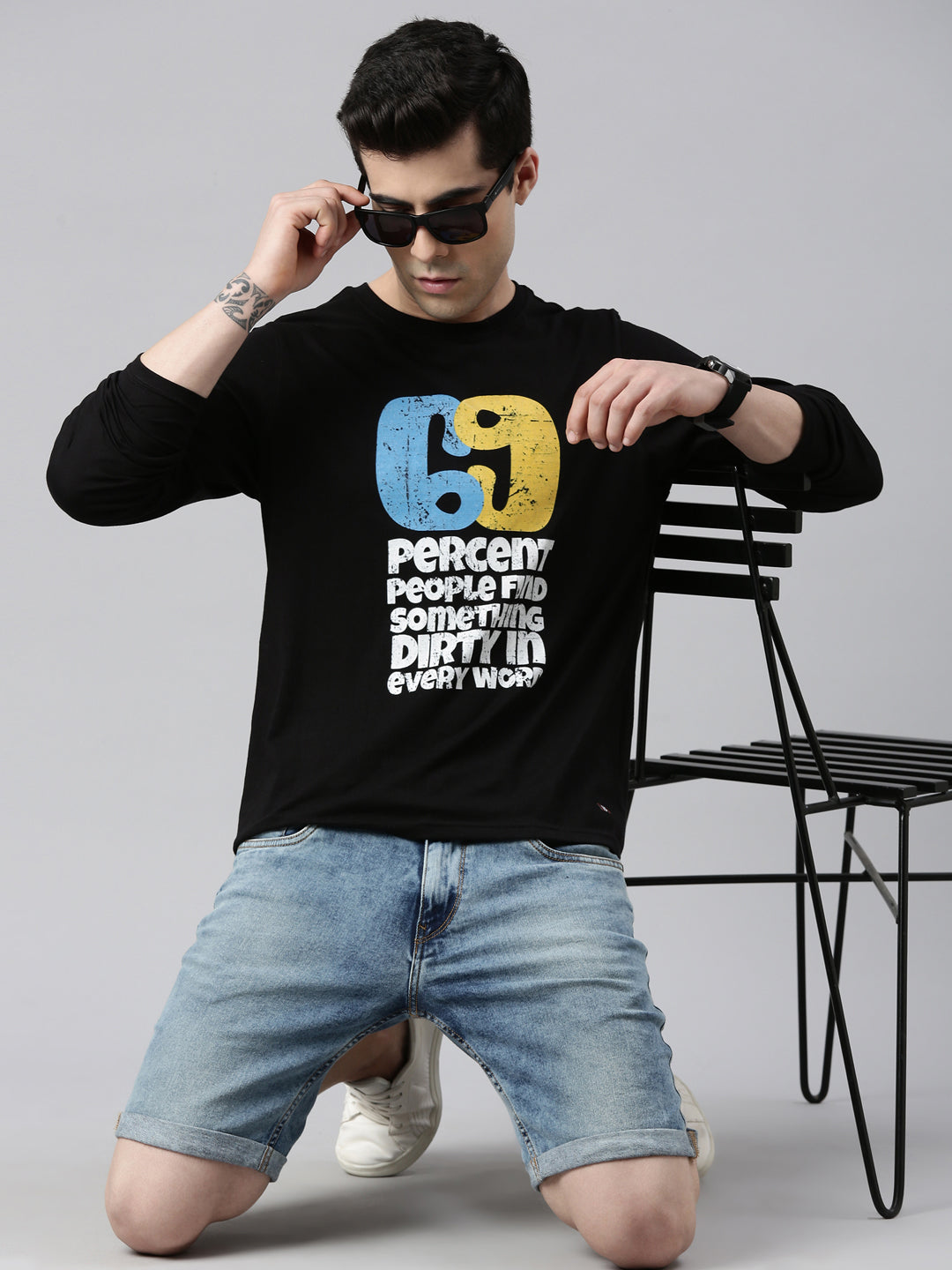 Naughty 69 Black Full Sleeves T-Shirt Full Sleeves Bushirt   