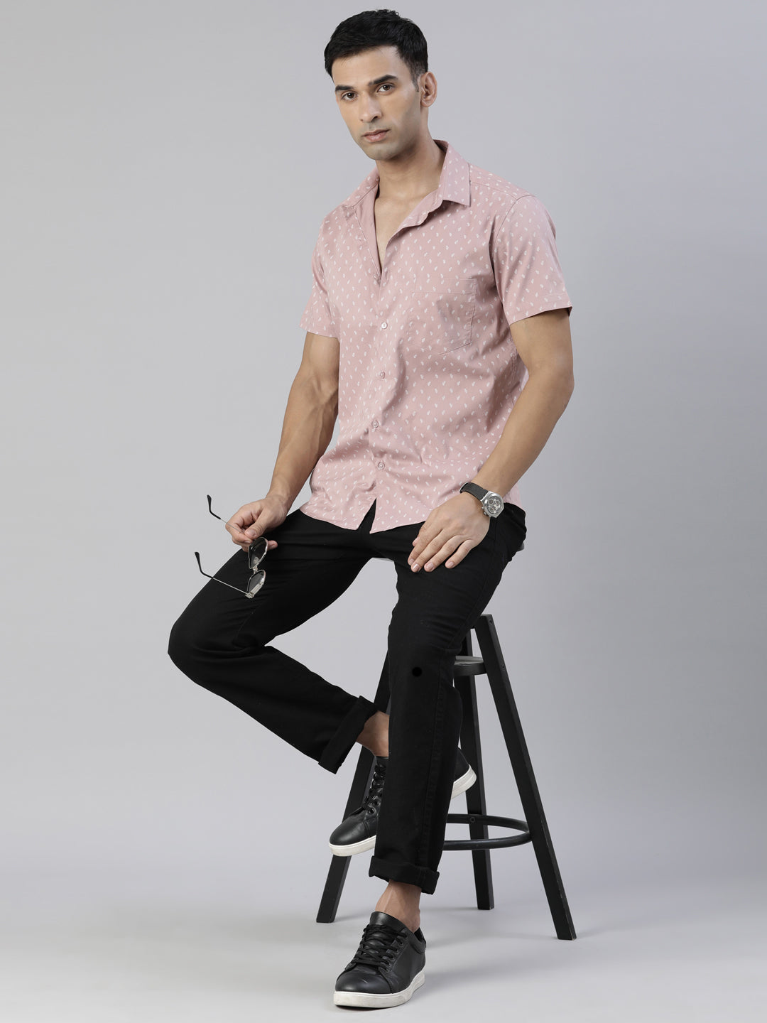 Pink Printed Half Sleeves Shirt Printed Shirt Bushirt   