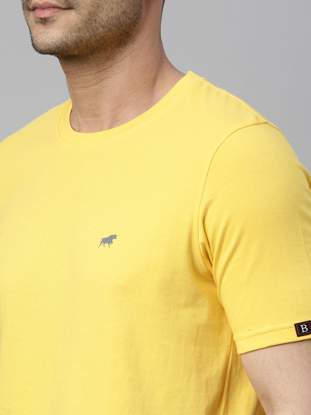 Yellow Solid Half Sleeves T-Shirt Plain T-Shirts Bushirt   