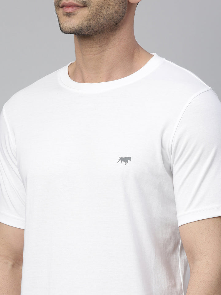 White Solid Half Sleeve T-Shirt Plain T-Shirts Bushirt   