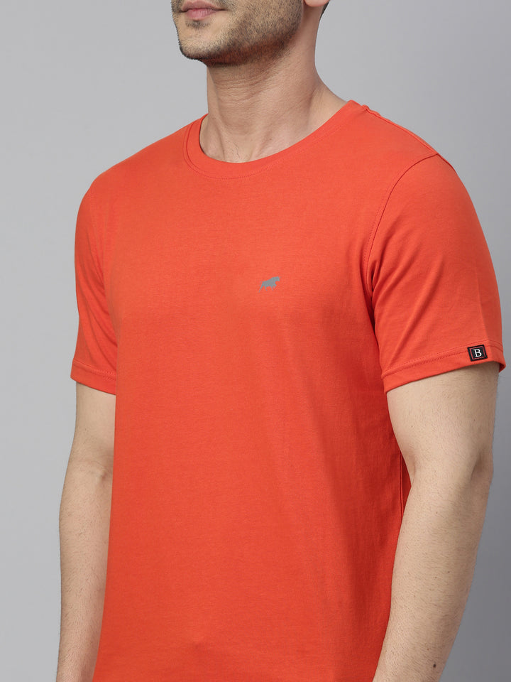Orange Solid Half Sleeves T-Shirt Plain T-Shirts Bushirtin   