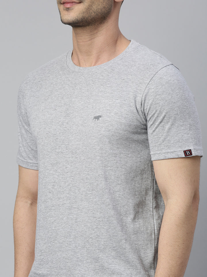 Dark Grey Solid Half Sleeves T-Shirt Plain T-Shirts Bushirt   