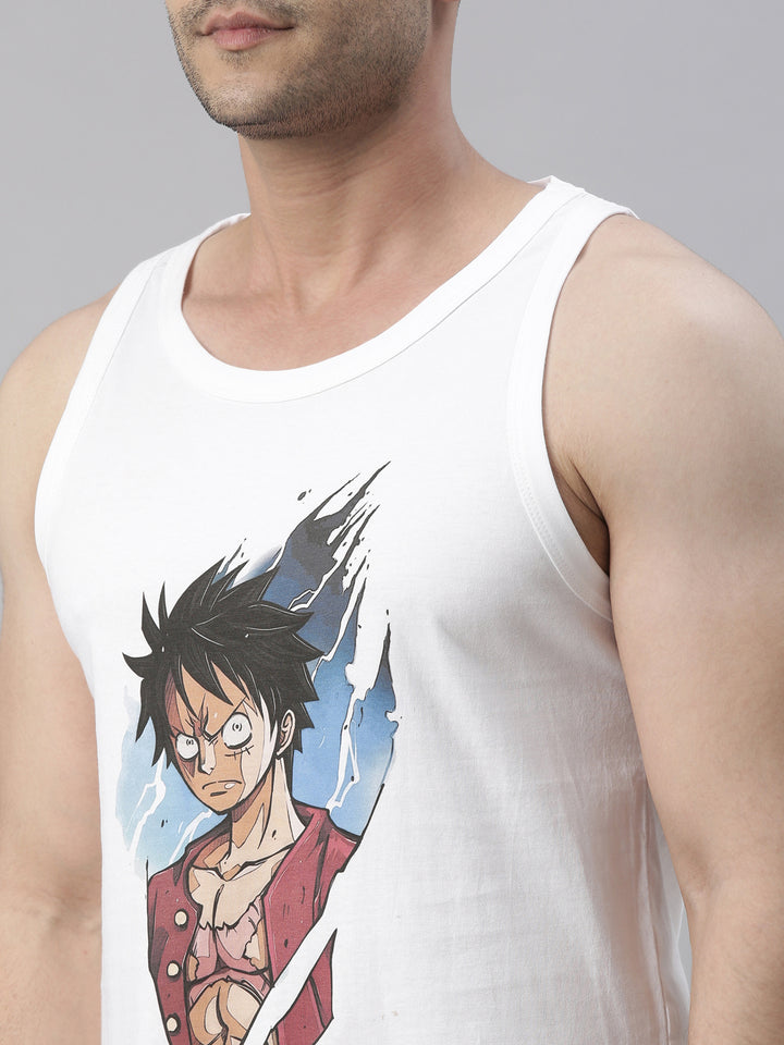 D Luffy - One Piece White Anime Vest Vest Bushirt   