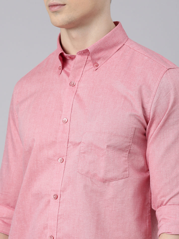 New York Pink Button down Solid Shirt Solid Shirt Bushirt   