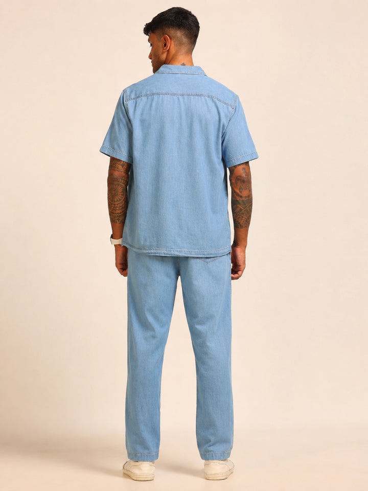 Light Blue Oversize Denim Co-Ords Oversize Co-ords Bushirt