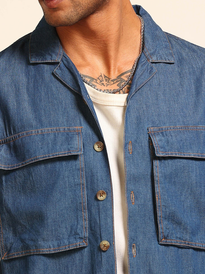 Dark Blue Oversize Denim Co-Ords Oversize Co-ords Bushirt