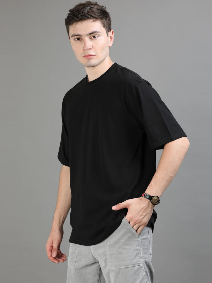 Black Oversize Solid T-Shirt Oversize T-Shirt Bushirt   