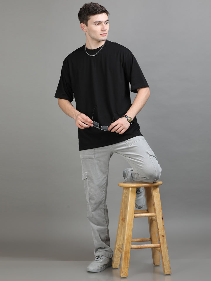 Black Oversize Solid T-Shirt Oversize T-Shirt Bushirt   