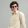 Cream Solid Bubble Shirt Solid Shirt Bushirt   