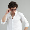 White Solid Bubble Shirt Solid Shirt Bushirt   