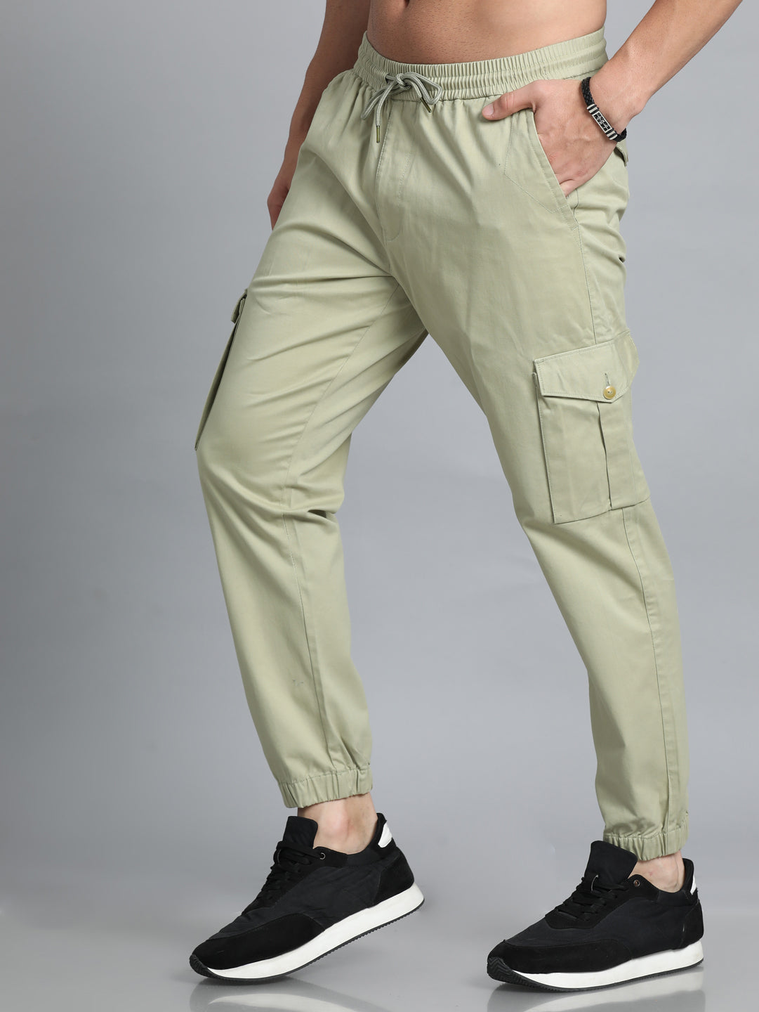 The Souled Store Green Relaxed Fit Cargo Pants