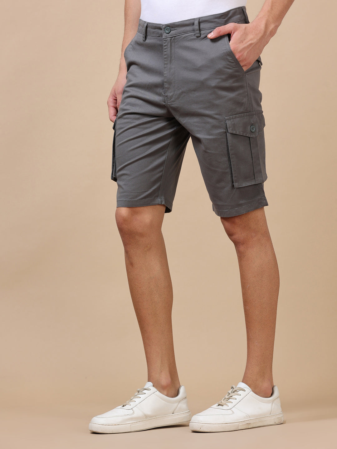 Stone Grey Cargo Shorts Men's Shorts Bushirt   