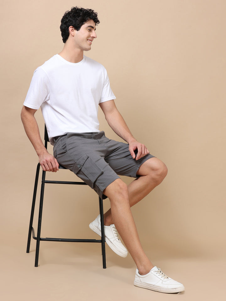 Stone Grey Cargo Shorts Men's Shorts Bushirt   